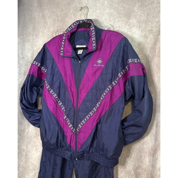 Vintage '93 LAVON Ski Tracksuit w Breckenridge Ski Logo Women Sz L Purple Aztec - Picture 2 of 12